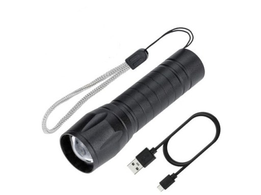 MEGA VÝKONNÉ TAKTICKÉ SVETLO XPE COB ZOOM SOS LED PUZDRO USB ČIERNY HLINÍK