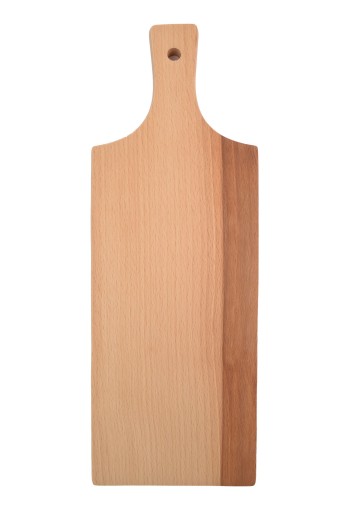 Buková pozdĺžna doska s rúčkou, rezanie a podávanie, 41x14cm, poľský výrobok