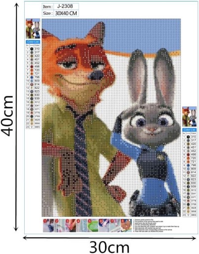 5D diamantová výšivka králika a líšky Zootopia