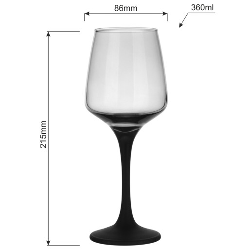 ČIERNE SKLO NA ČERVENÉ A BIELE VÍNO 360 ml