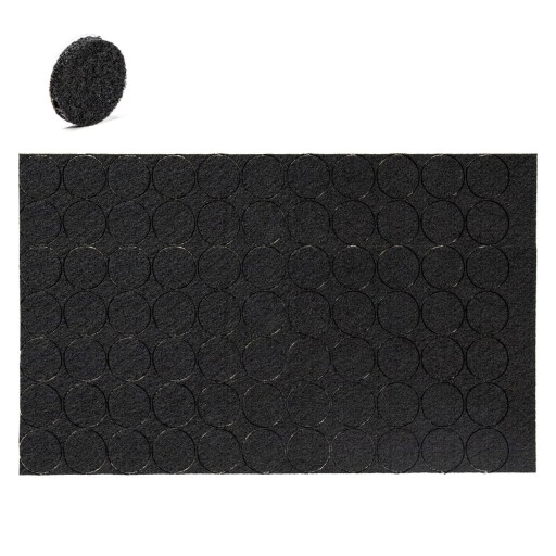 Plstené podložky na stoličky 20 mm samolepiace okrúhle čierne 77 kusov