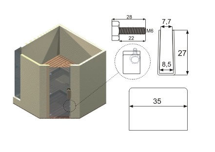 Magnetická skrutková západka dverí sauny 14mm