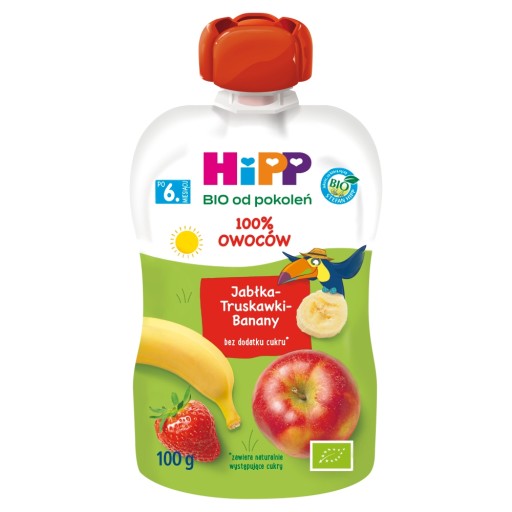 Ovocná penová tuba jablko-jahody-banány HiPP 100g