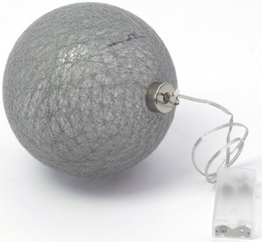 VEĽKÁ GUĽA 15cm vatová LED lampa, ŠEDÉ batérie