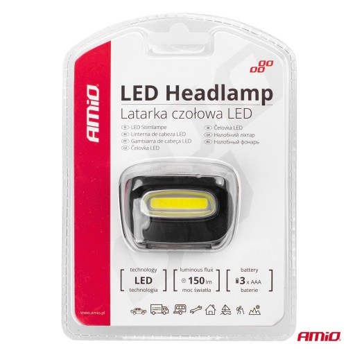 AMiO VÝKONNÁ HLAVOVÁ LAMPA COB LED HLAVNÁ LAMPA