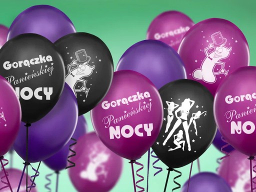 Gumený balón Bachelorette Night Fever, čierny, 12 cm