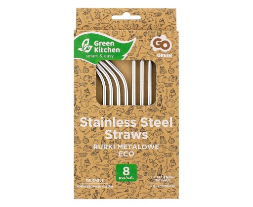 Strieborné eko kovové slamky 8 ks + 2 čističe