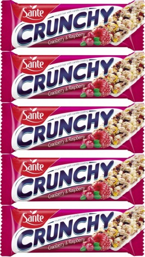 Sante Crunchy cereálna tyčinka brusnica malina 40 g x 5 KS
