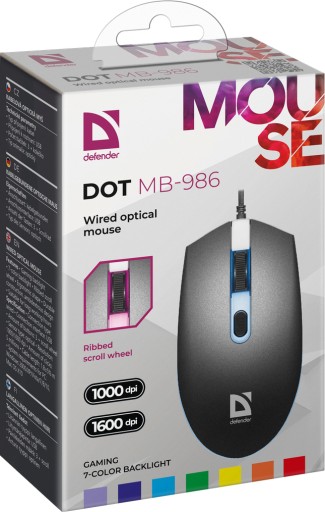 Defender DOT MB-986 1600dpi 4P káblová myš s LED podsvietením