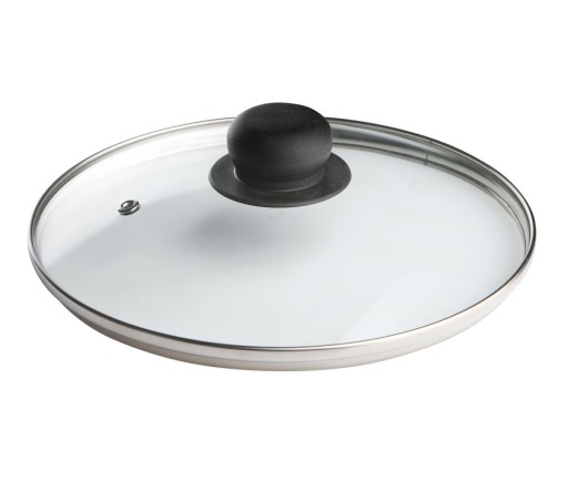 Sklenená pokrievka na hrniec a panvicu s rúčkou, univerzálna fi. 22 cm