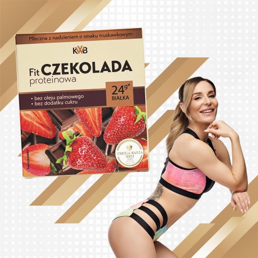 FIT Proteínová čokoláda 80g KWB mlieko s príchuťou Jahoda