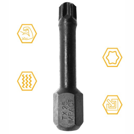NÁRAZOVÝ BIT TX25 30mm STAR TORX TORX NÁRAZOVÝ COBIT 1ks