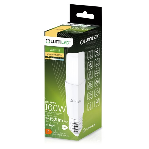 LED STICK E27 žiarovka 15W = 100W 1521lm 3000K Teplá TUBULÁROVÁ LUMILED