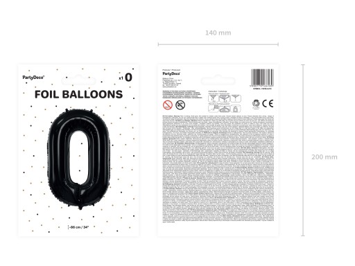 Čierny fóliový balón číslo 0 86 cm