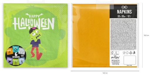HALLOWEENSKÉ obrúsky MONSTER PUMPKIN GHOST VAMPIRE 12 ks