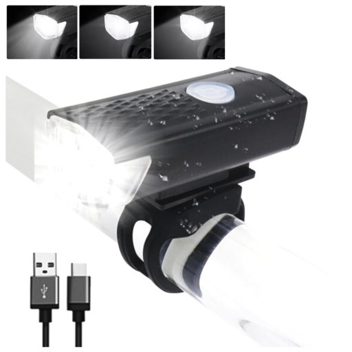 LED CYKLISTICKÁ LAMPA NA BICYKEL, NA RIADTIKÁ, VÝKONNÁ, NABÍJACIA, USB + ZADNÁ