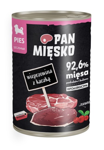 Panvica Mäso, bravčové a kačacie pre šteňatá 400g