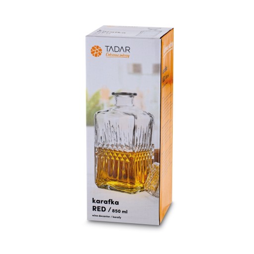 SKLENENÁ KARAFA NA VÍNO na vodu Ozdobná Fľaša na likéry WHISKY 850ml Tadar