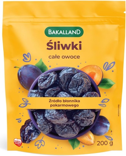 Sušené slivky, celé ovocie, Bakalland bez jadierok 200g PRÉMIOVÁ KVALITA