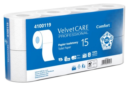 Biely celulózový zamatový toaletný papier 8 roliek Balenie VLP-4100119