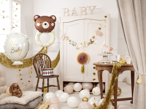 OH BABY GIRLAND ZLATÝ FAREBNÝ PANAN PRE DETSKÚ SPRCHU GENDER REVEAL 250 CM