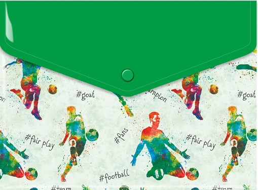 Obálkový priečinok, obálka s patentkou, A4 PP futbal