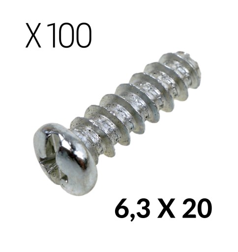 100x Euro skrutky 6,3 X 20 Euro skrutky do oceľového nábytku