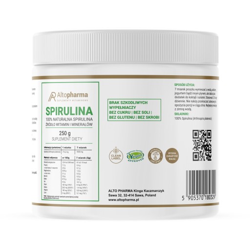 SPIRULINA prášok 250g DETOX ALGAE VEGE IMUNITY