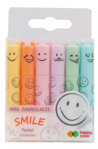 Mini pastelové zvýrazňovače Uszaki Smile - Happy Color - 6 farieb
