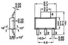 BCP53 PNP tranzistor 100V 1A 1,5W SMD - 2 ks.