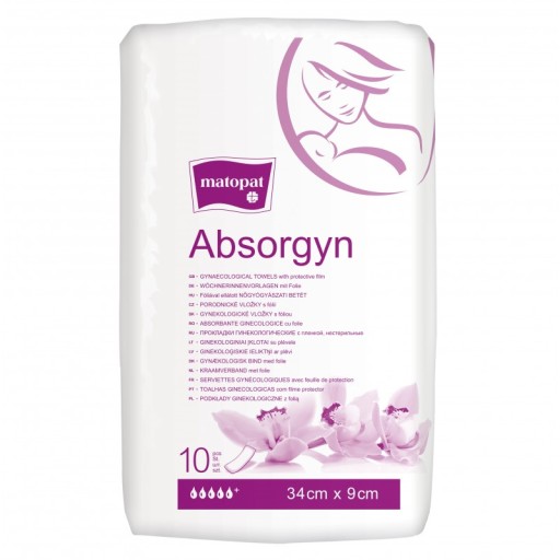 Absorgyn Gynekologické popôrodné vložky nesterilné 34x9cm 10ks s fóliou