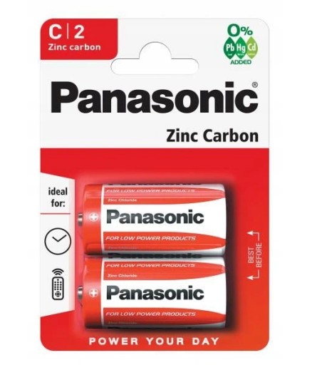 2x zinkovo-uhlíková batéria Panasonic C R14 1,5V
