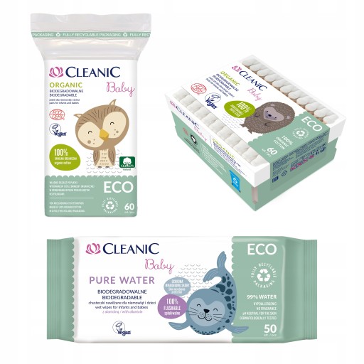 Cleanic ECO Baby set pre deti, podložky, tyčinky, vlhčené obrúsky