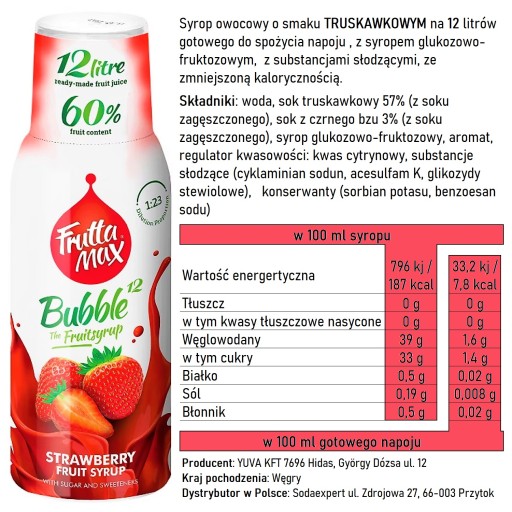 Sirup na sódu FruttaMax JAHODA karbonizátor 500 ml na 12 l