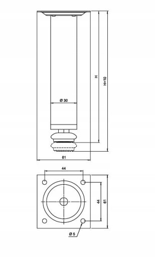 Nábytková noha okrúhla 100mm chróm x4