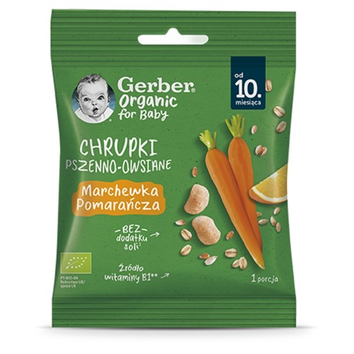 Pšeničné a ovsené chrumky mrkva pomaranč Gerber Bio od 10 mesiacov 7 g