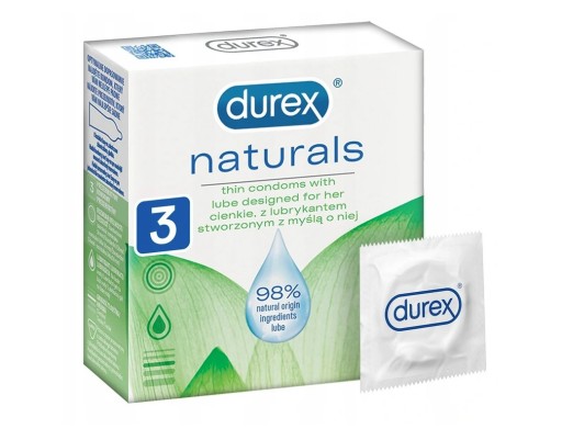 Prírodné tenké kondómy DUREX Naturals 3