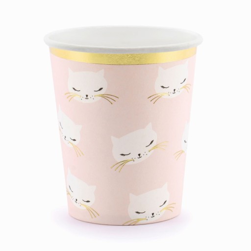 CAT KOTEK papierové poháre, ružové, 200 ml, 6 ks, k narodeninám detí