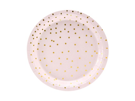 Narodeninové taniere Pink Dots Gold 6 ks