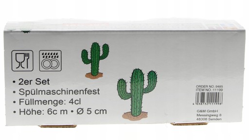 CACTI SKLENENÉ POHÁRE NA VODKU 50ML 2 KS