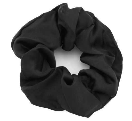 SATIN scrunchies gumička do vlasov, ČIERNA, pružná, BEZPEČNÁ