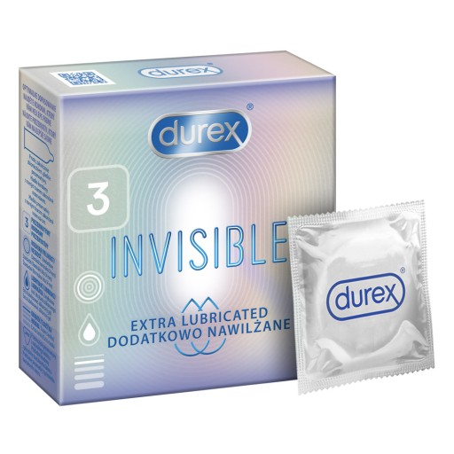 DUREX Invisible kondómy, 3 kusy, lubrikované