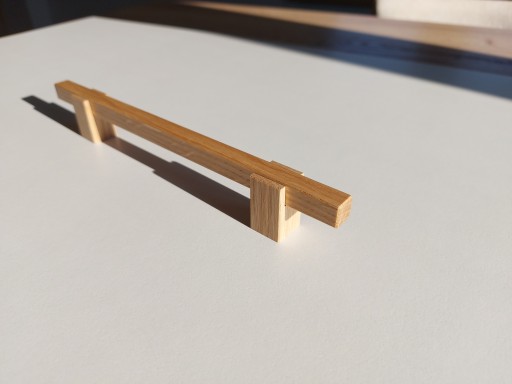 Drevená nábytková rúčka z dubu, dĺžka: 230 mm