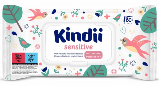 Vlhčené obrúsky KINDII Sensitive 60 ks.