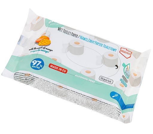 Toaletný papier Akuku 50 VLHČENÝ 97% MANGO vodou