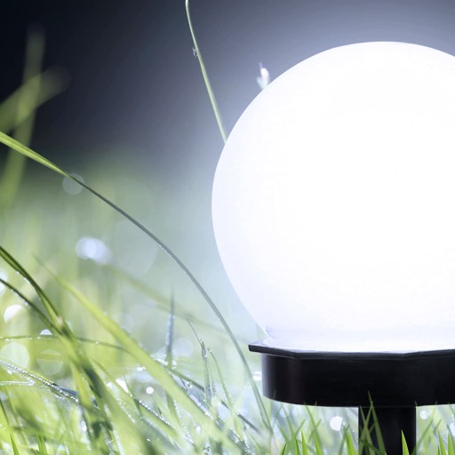 LED SOLÁRNA ZÁHRADNÁ LAMPA BIELA GUĽA 10cm