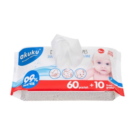 AKUKU VLHČENÉ Utierky 99% VLHČENÉ VODOU 70SZ 0M+