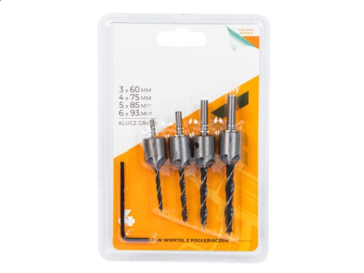 Sada vrtákov so záhlbníkom 15mm 4ks 67-047
