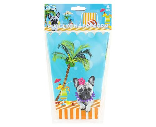 Hawaiian Party popcorn box, 4 ks.