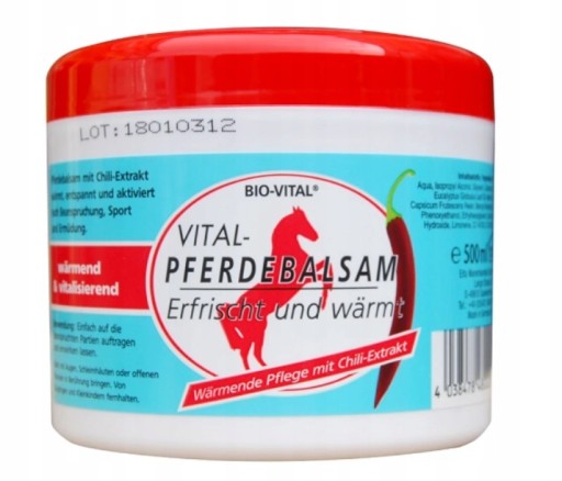 Balzamová konská masť HREJIVÁ BIO-VITAL 500ML